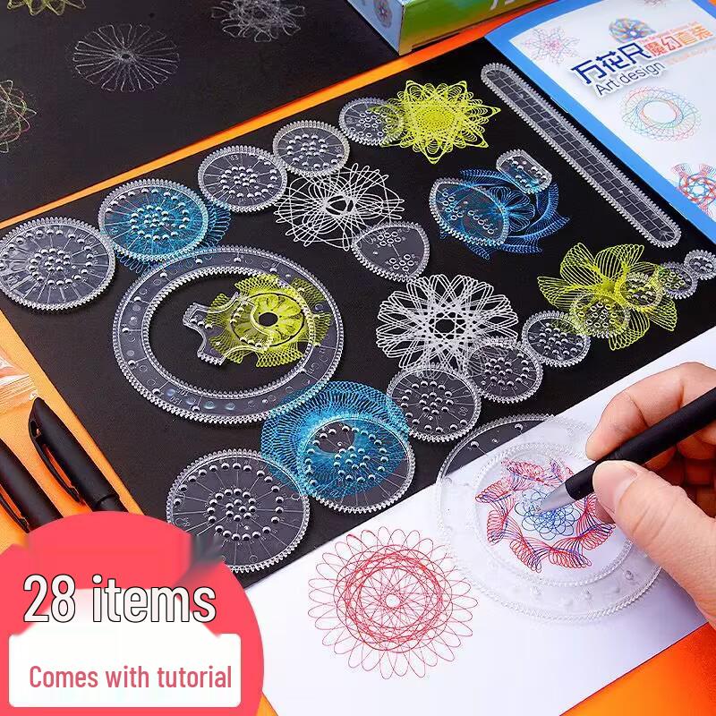 Kaleidoscope Educational Multifunctional Ruler Set - Perfect for Elementary Students' Creative Projects and Drawings