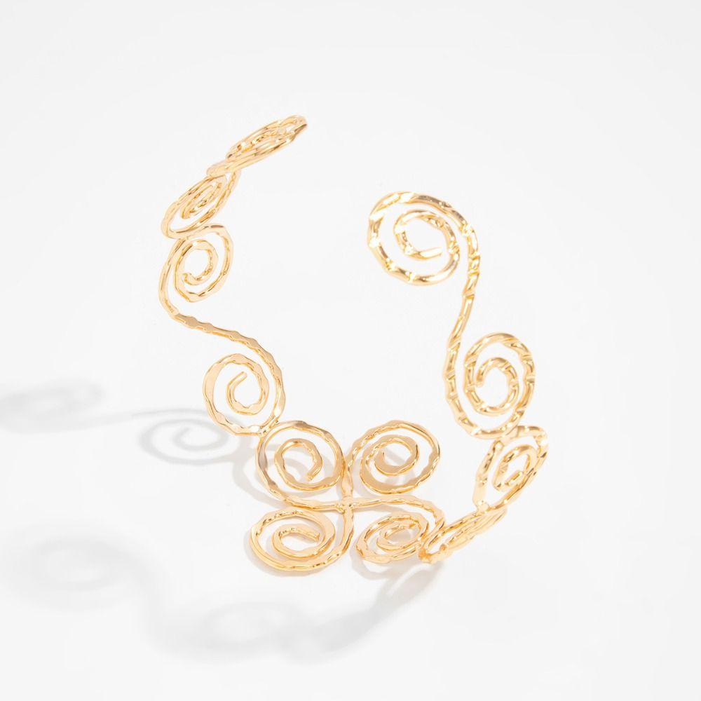 Adjustable Open Arm Bangle Hollow Out Arm Ring Fashion Gold Jewelry Beach