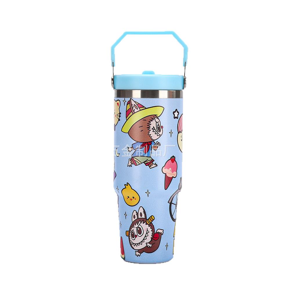 30oz Car Cup Outdoor 304 Stainless Steel Thermos Cup Value Straw Car Ice Cup