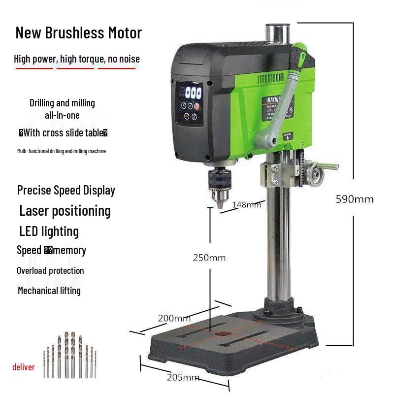 Multifunctional Desktop Electric Drill Press with Digital Display, 220V Industrial Grade Bench Drill for Household Use.