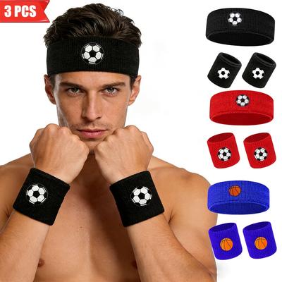 3pcs Headband And Wristband Set, Suitable for Basketball, Football, Running, And Other Sports, High Elasticity, Breathable, Comfortable