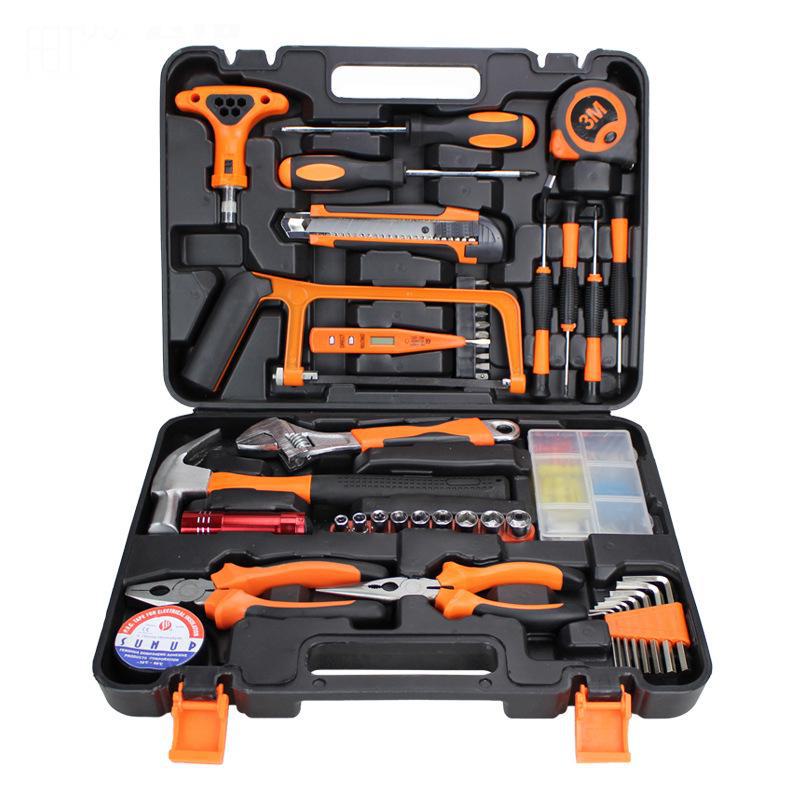 Household Hardware Tool Set: Electric & Impact Drill Combo with Toolbox for Vehicle Repair