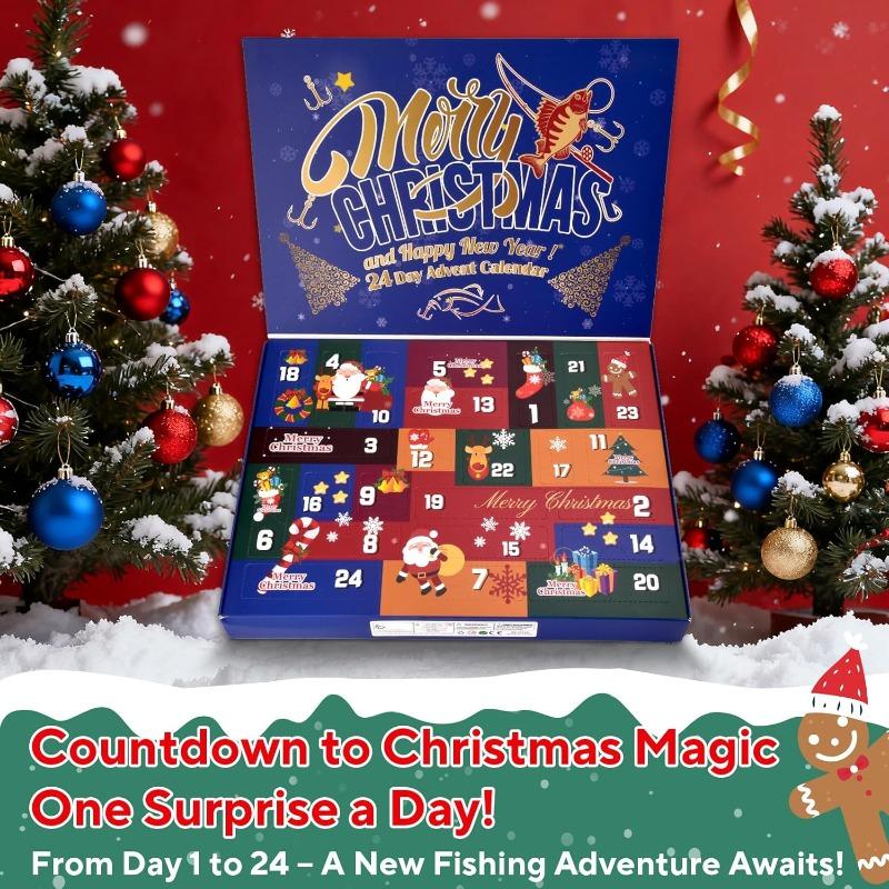 Fishing Advent Calendar 2025, 24 Day Christmas Countdown Fishing Lures Tackle Set for Fisher Men, Father, Granpa, Boys - 2025 Xmas Surprise Gift