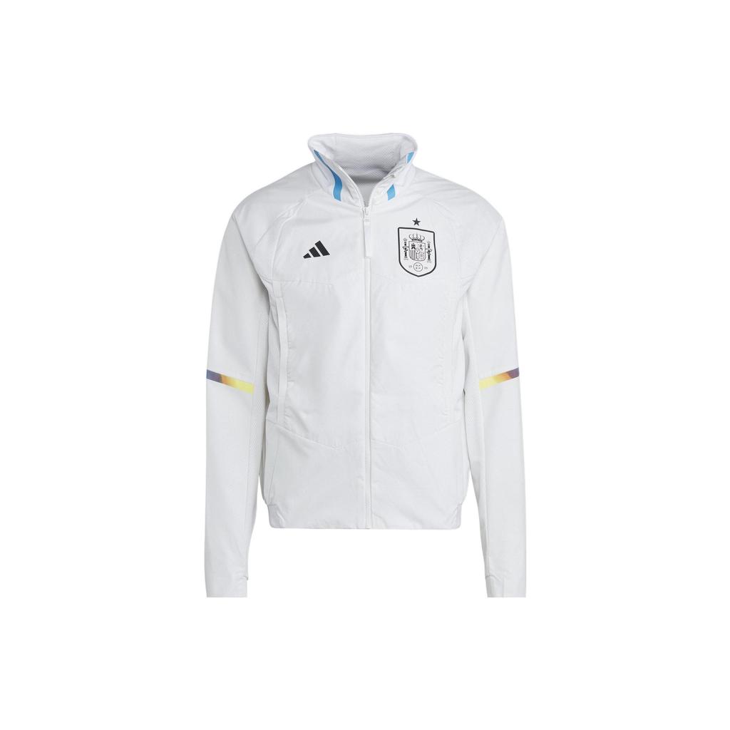 Adidas Španělský národní tým Pánská bunda s logem s celoplošným potiskem a zapínáním na zip u límce Bílá IC4392