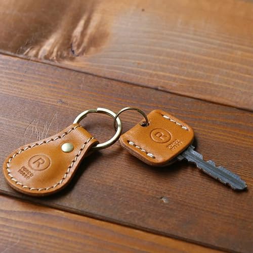 Porco Rosso Leather Keychain, Car/Motorcycle Key Ring, Small Carabiner, Compact, Teardrop Shape, Genuine Tochigi Leather, Made in Japan, Men's/Women's