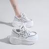 Fashion 2025 New 8cm High-Heel Leather Women's Shoes, Chunky Sneakers with Wedge Platform Design, Suitable for Autumn and Spring Seasons