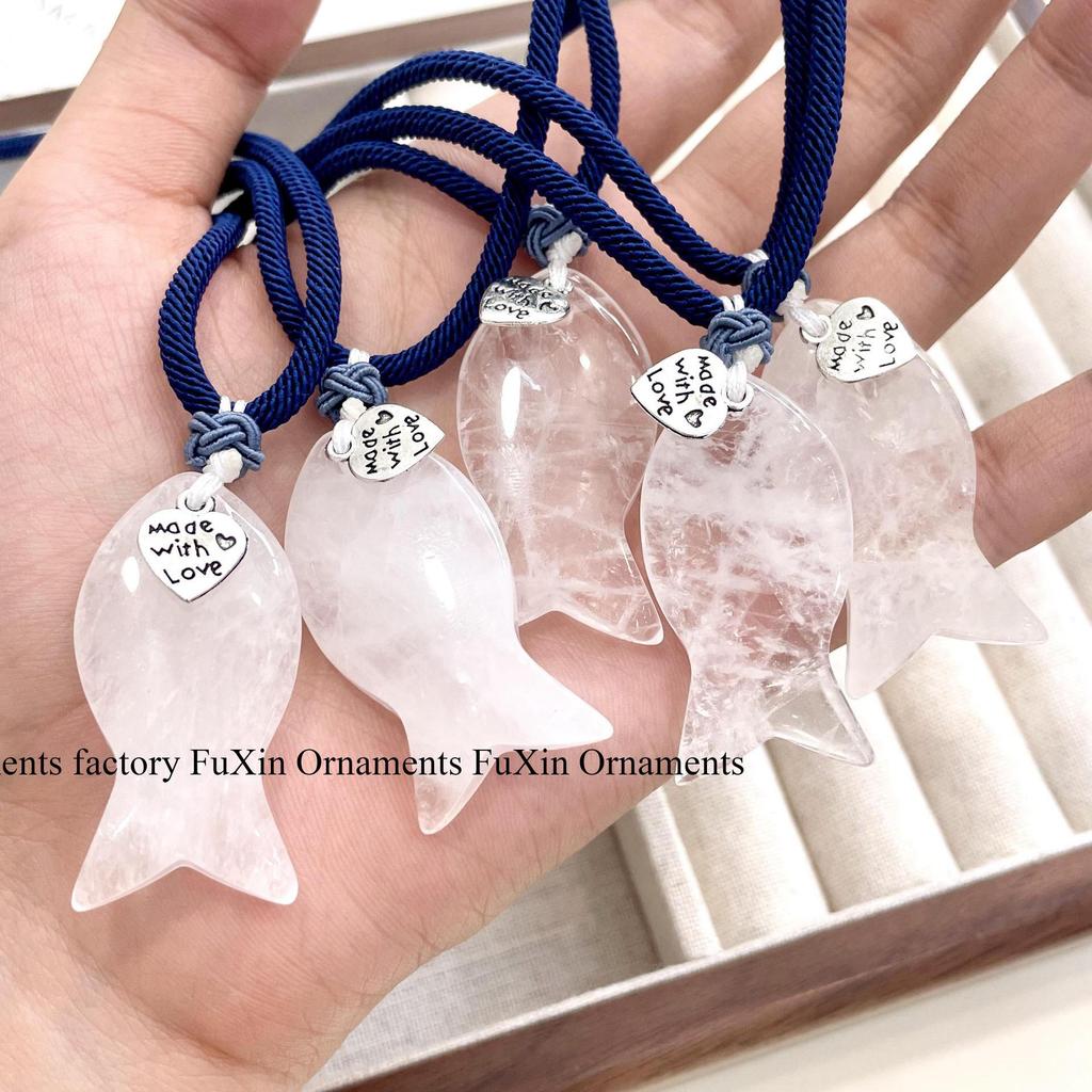 Sweet Crystal Fish Pendant Necklace - Cat Dried Fish Design, Versatile & Trendy.