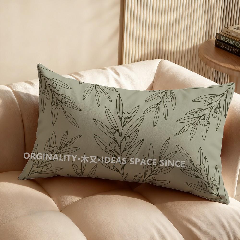 Olive Branch Pattern Pillowcase Suitable For Sofa Bedroom Car Pillow Cover Cushion Rectangular Back Cushion