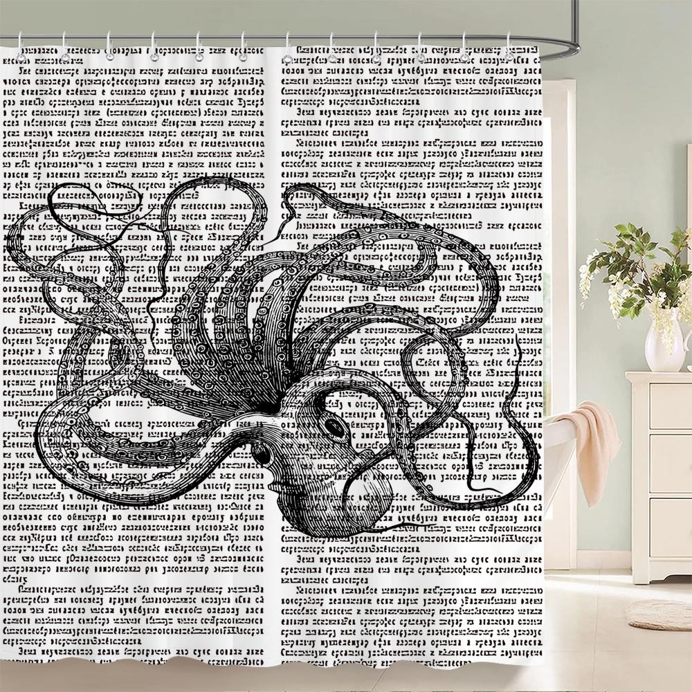 

Octopus Shower Curtains Bath Curtains Waterproof Bathroom Decor With Hooks 3D Printing 180*180Cm Decoration Bath Curtain W60H190(CM)-1 Pcs