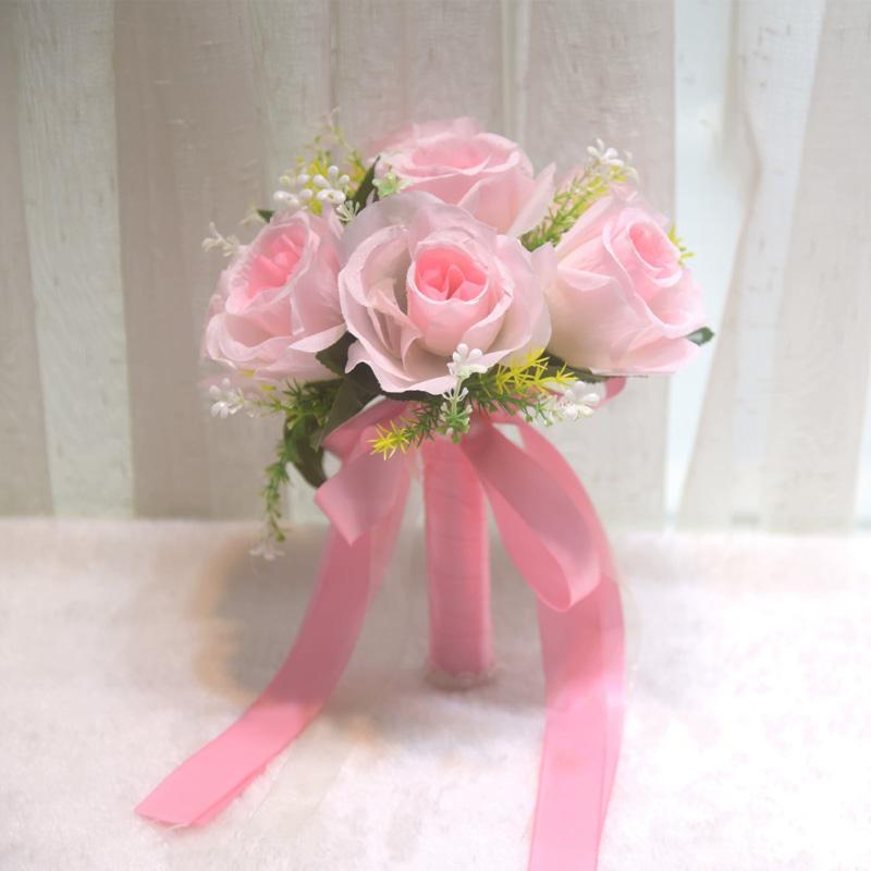 

1 шт. Букет для свадебной церемонии, готовый к использованию, реалистичный искусственный букет небольшого размера для подружки невесты, компактный букет, прочный, маленький размер, миниатюрный 23x20 см