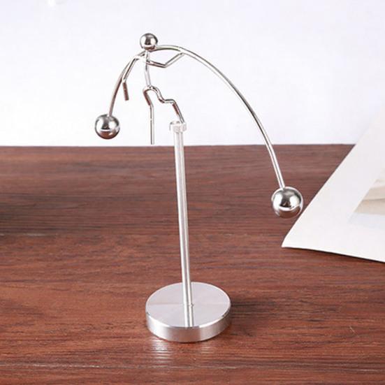 Physics Balancing Iron Men Toy Metal Mini Weightlifter Man Tumbler Kinetic Art Decompressive Balance Desk Toy Home Office Living Room Decoration
