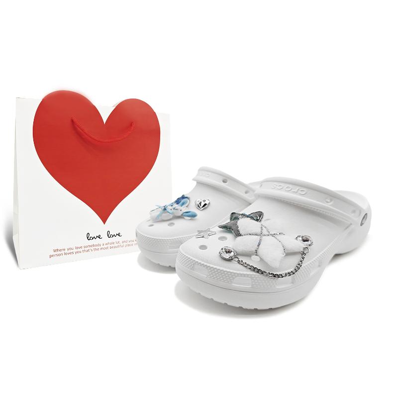 

Crocs Classic Platform Clog EIGHT% Зайчик Специальный подарочный пакет Зайчик Деним Облако Звезда Любовь Дырявые туфли Женские Белые 34-35 белый