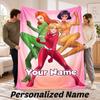 Custom Name Totally Spies Flannel Throw Blanket Personalized Text Soft Blanket Bed Sofa Gift
