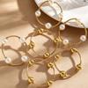 3Pcs Women Bracelet Adjustable Opening Design Imitation Pearl Stacking Bracelet Anti-Fading Alloy Versatile Jewelry