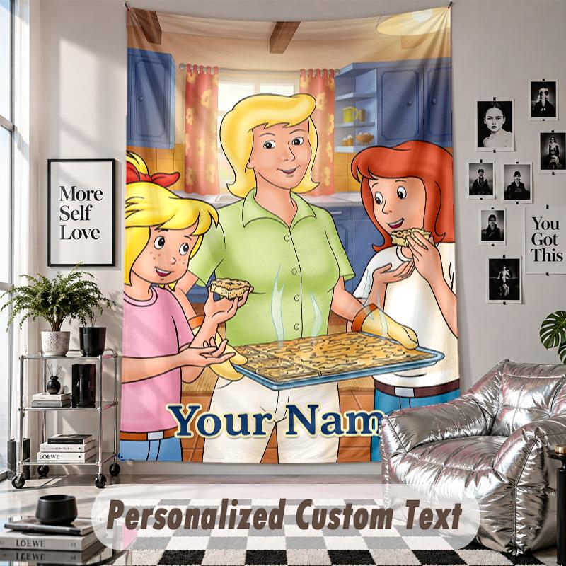 Benutzerdefinierte Wandteppich-Wandbehang, Bibi & Tina Personalisierter Name Text Heimwanddekoration