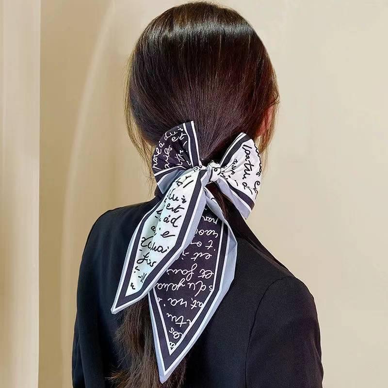 Classic French Silk Scarf: Retro Headband & Hair Ribbon for Women