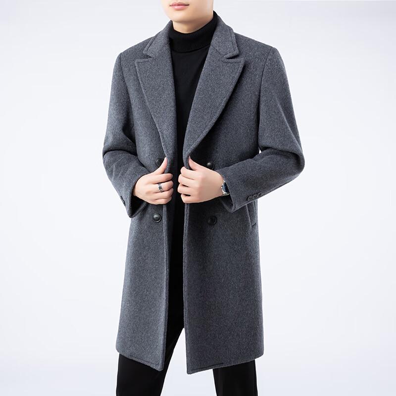 Firstview Men's Urban Casual Mid-Length V-Neck Wool Blend Overcoat FV24D1139