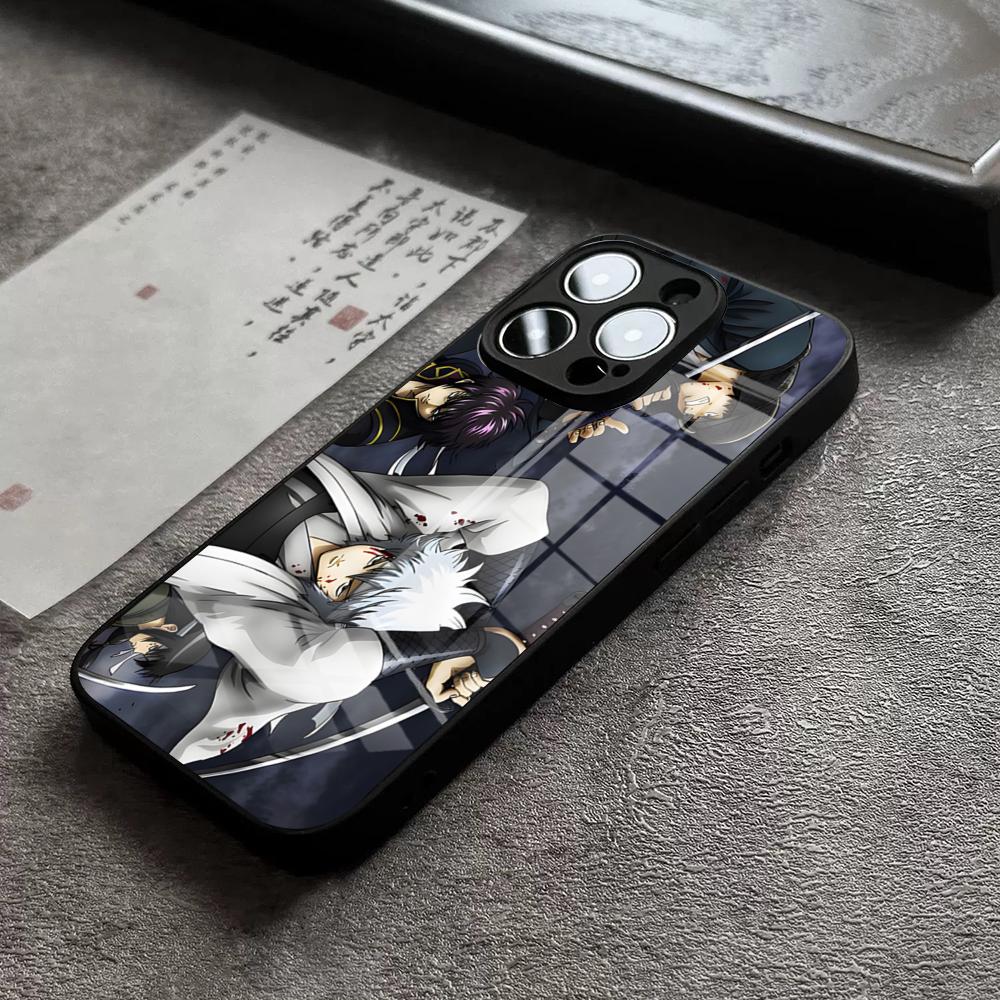 

Чехол для телефона аниме Гинтама для iPhone 15 Pro Max 14 Plus 17 Pro Max 12 11 13 X XR XS 16 Plus Air SE Стеклянная крышка iPhone13 ProMax