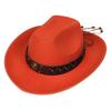 Unisex Western Cowboy Hat Wide Brim Roll‑Up Brim Double‑Top Felt Fedora Hat,10 Colors,Multiple Optional Detachable Hat Bands