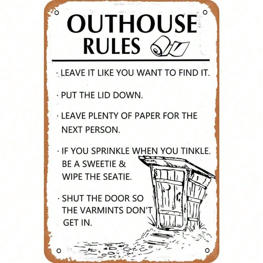 

Vintage Outhouse Rules Metal Poster, Retro Garage Wall Decor