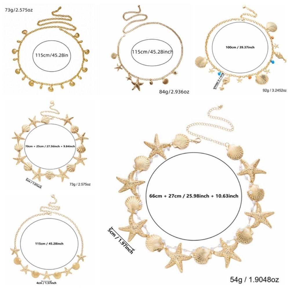 Multi-pendant Starfish Waist Chain Shell Beads Belly Chain Imitation Pearl Body Chain  Ladies