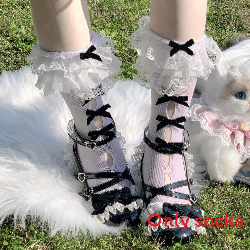 Girls Polka Dot Ruffle Tulle Butterfly Bow Knee Socks With Frictionresistant Fabric For Teens