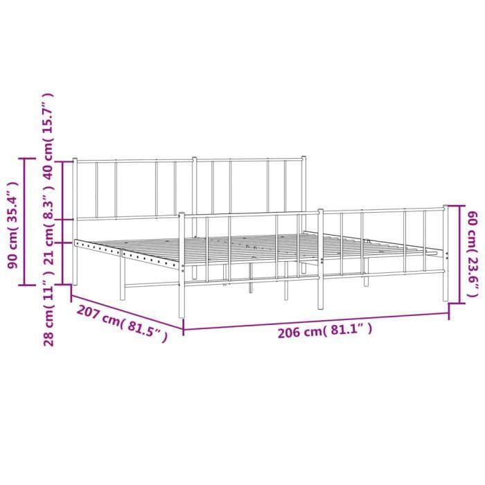 VidaXL Metal Bed Frame with Headboard-Footboard White 200x200cm 352554