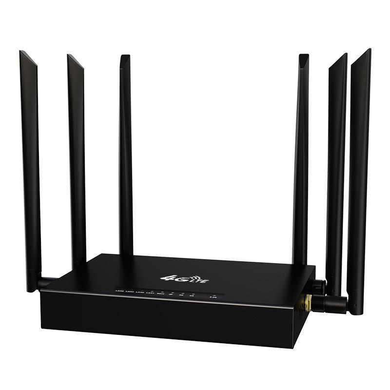 Iron Box 4G Industrial Router with 6 Antennas, SMA Connector, ED128 WiFi, Strong Signal, and Plug-in Card Compatibility.