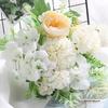 Single Stem Silk Rose Bouquet with Plastic Handle for Wedding Decoration