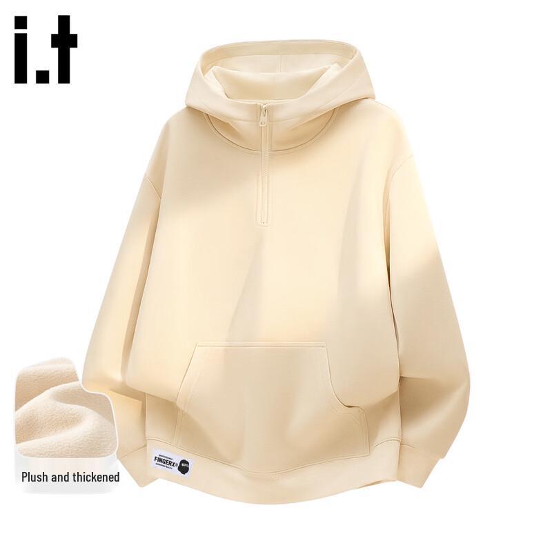 Fingercroxxit Fleece Lined Half-Zip Hooded Sweatshirt