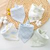 Triangle Bandana Bib 5Pcs Set 100% Cotton Newborn Baby Bibs Soft Absorbent Animal Print Infant Saliva Towel Unisex Feeding Bib