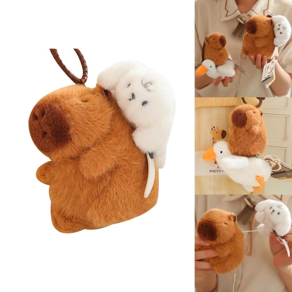 Delightful Capybara Plush Hanging Keychain Made From Luxurious Mink Plush Fabric
