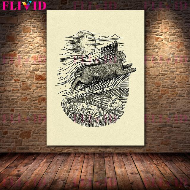 Baba Yaga Swamp Cottage and Pest Doctor Vintage Wall Art Canvas Printed Jungle Witch Magic Animal Elements Art Poster