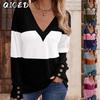 Women's Fashion Casual Long Sleeve V Neck Blouses & Shirts