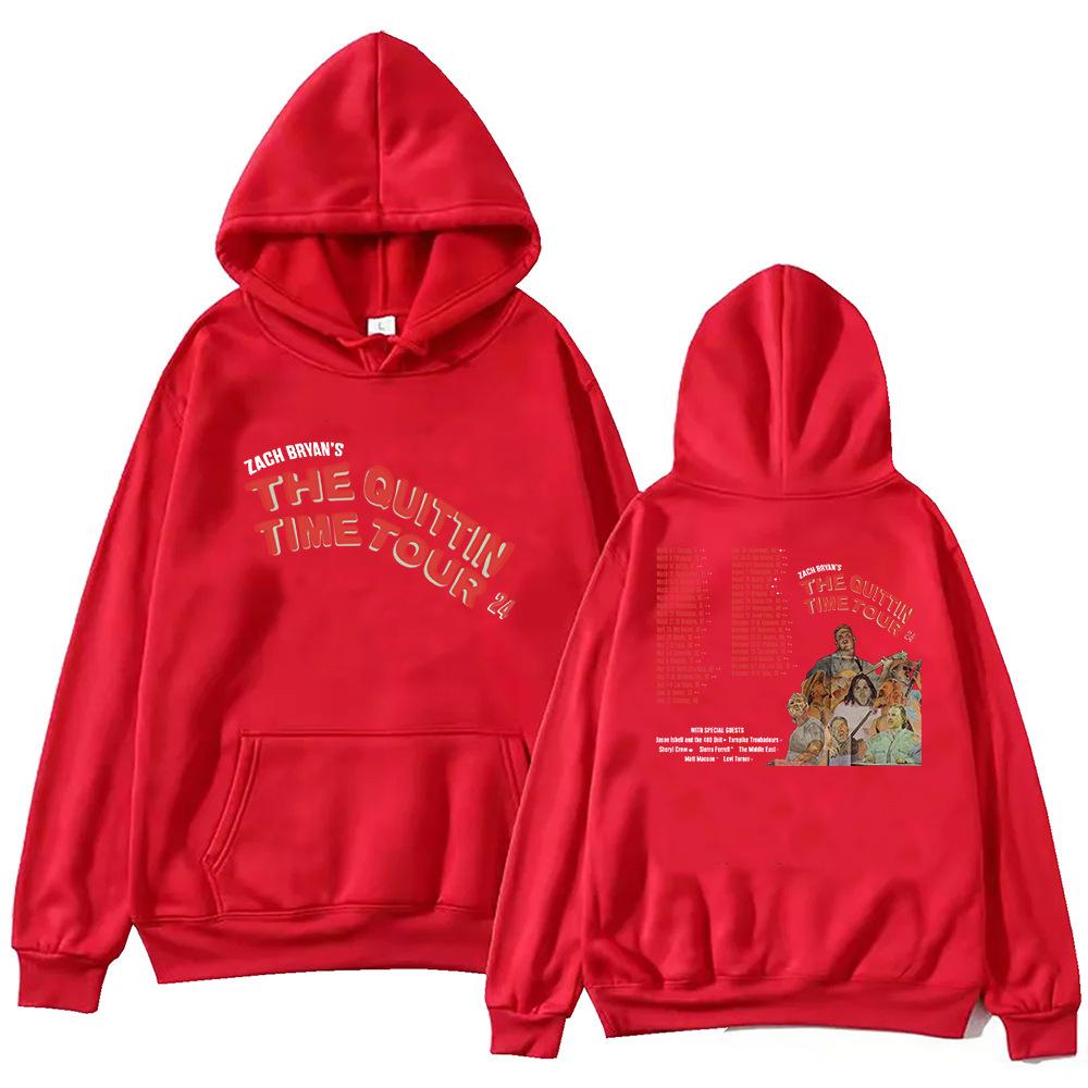 Zach Bryan The Quittin Time Tour 2024 Mikina Harajuku Top .Fleece Mikina, Country Music Oboustranný Potisk Mikina přes hlavu