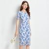 Brand Celebrity French Floral Slim Summer Casual Dress for Plus Sizes