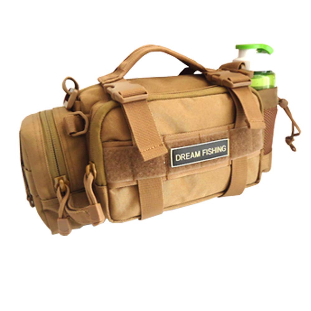 

Кошачья лапа Многофункциональная рыболовная набедренная сумка через плечо для снастей со встроенным чехлом для удилища, 3-сторонняя и (Загар)