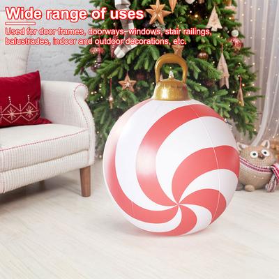 24 Inch Light Up PVC Inflatable Christmas Ball Outdoor Christmas Decorations with Light and Remote Holiday Yard Lawn Porch Decor