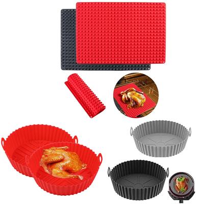 Siliconen Bakmat en Ronde Bakplaat Set Anti-aanbak Ovenvoering voor Braden van Kip Brood Gebak Koken Bakgereedschap