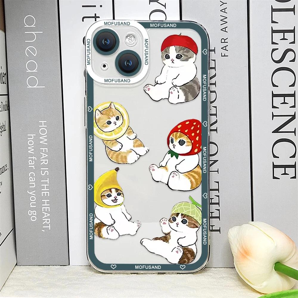 Süße Cartoon-Tier Katze Hai Handyhülle für IPhone 14 16 15 11 12 13 Pro Max Mini XS SE2 8 7 Plus Transparent Weiche Hülle Fundas
