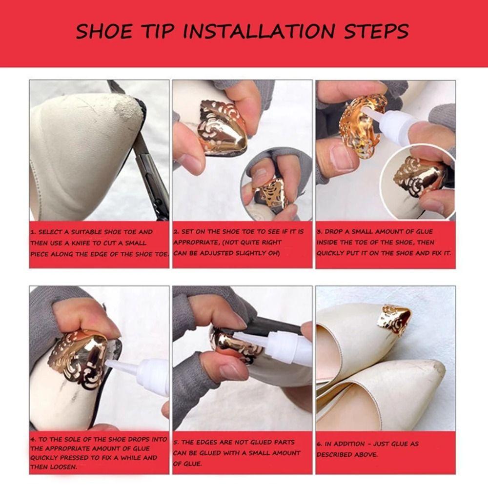 1 paio Decorazione Riparazione Scarpe Tacco Alto Punta Tappo Anti-calcio Anti-usura Fermagli per Scarpe Metallo Punta Scarpa Protettore Tacco Alto
