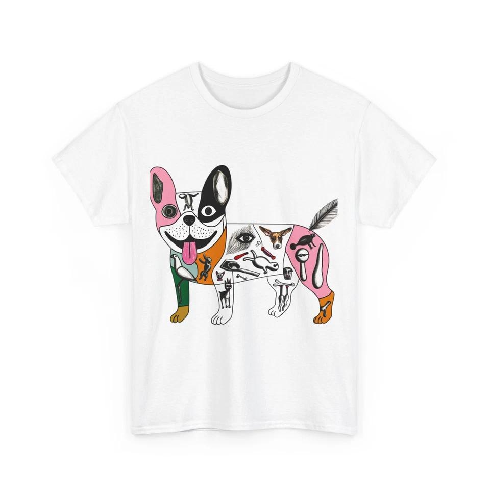 Unisex Adult T Shirt Surreal Frenchie Bulldog Collage Drawing Obscure Odd Weird M