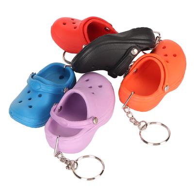 5pcs Silicone Slipper Key Chains Red Violet Lake Blue Black Orange Hole Sandals Key Ring Pendant