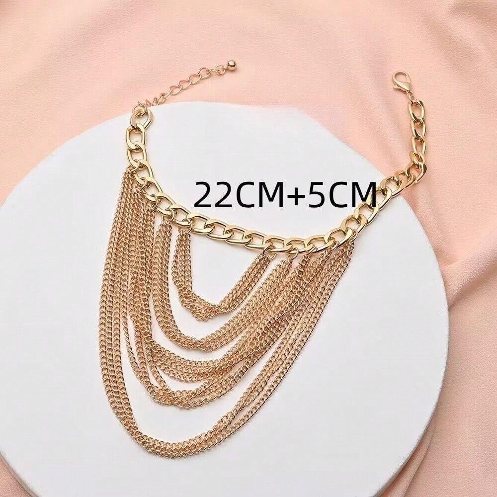 European and American Multi-layer Fringed Personalized Anklet Female Hip Hop Punk Style Shoe Chain Accessories