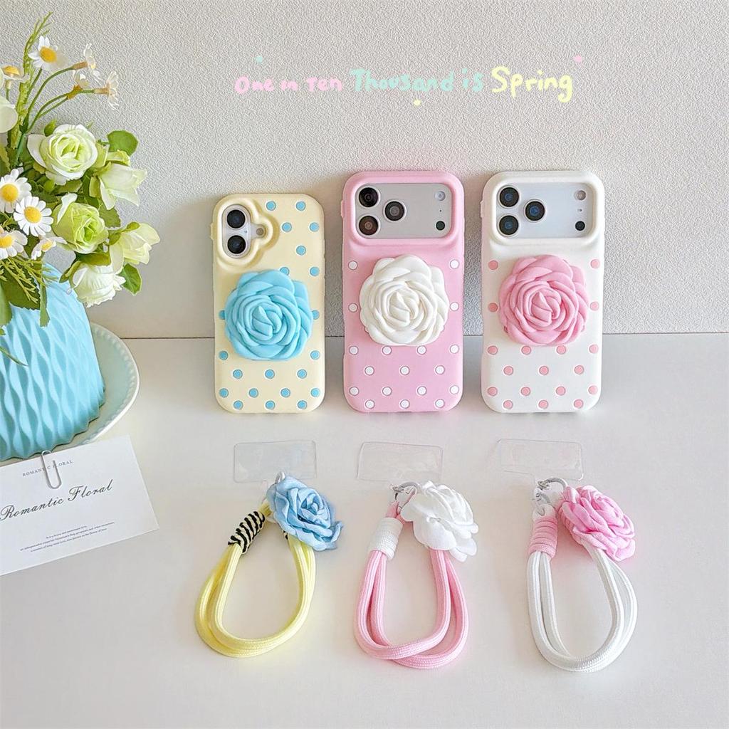 Polka Dot Rose Flower Stand Drop-Proof Case for iPhone 14/13/12, Apple 17/16/15 PROMAX