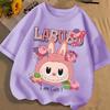 Nova Camiseta Infantil LABUBU Cartoon Estampa 3D Quente Menino Menina Legal Manga Curta Roupa Infantil