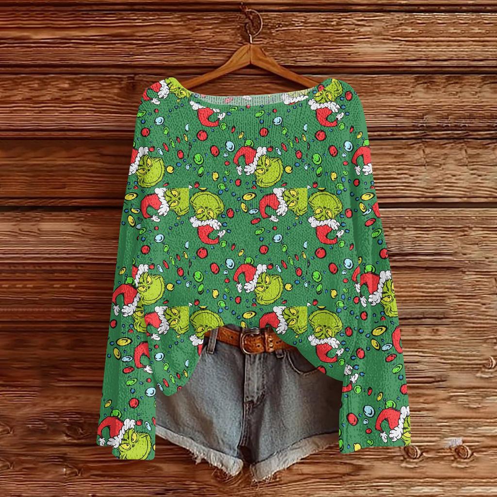 Christmas Sweatshirts For Women Knit Sweater Cute Shirt Fall Crewneck Pullover Tops