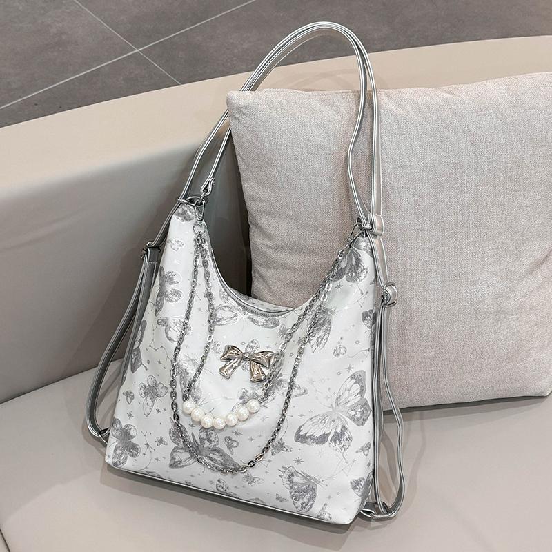 

Многофункциональная сумка-тоут с цепочкой для женщин, новый большой емкости, рюкзак для поездок на работу, милый бант, бисерные сумки через плечо