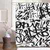 Duschdraperi med graffiti- och abstrakt tryck Vintage Old School Svart Polyestertyg Badrumsgardin Med Krok
