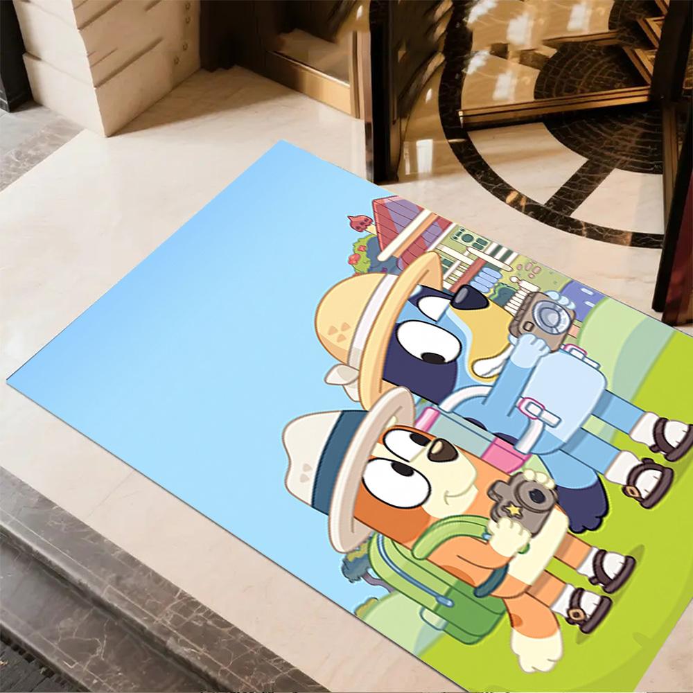 Bluey Friends Adventure Area Rug Perfect for Dormitory Foyer Study room Game Room Anti-slip Rug Anime Office Decor Perfect Birthday/Christmas Gift Ide